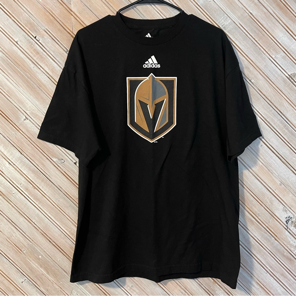 Adidas Las Vegas Golden Knights Black Tee Gold NHL Hockey Logo Cotton XL
